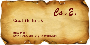 Csulik Erik névjegykártya